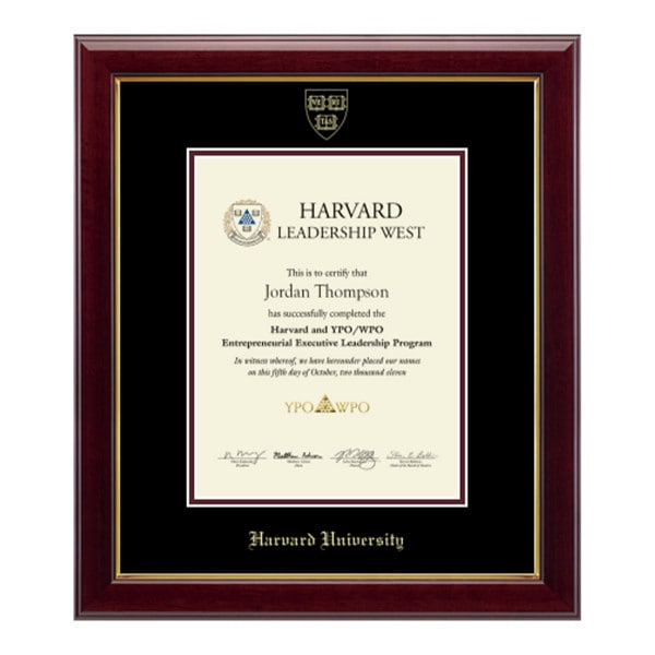 Harvard Gold Embossed Certificate Frame in Gallery or Regency Gold with